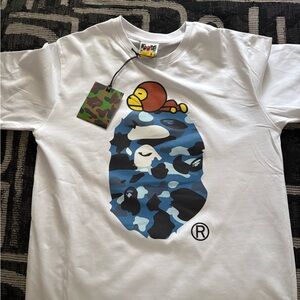 Bape White and Blue Camo Short Sleeve Tee